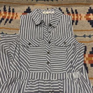 Jolt Gray and White Striped Dress